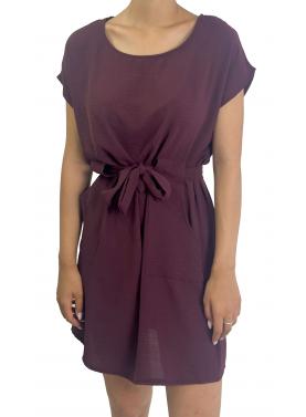 Vestito corto con fiocco girocollo